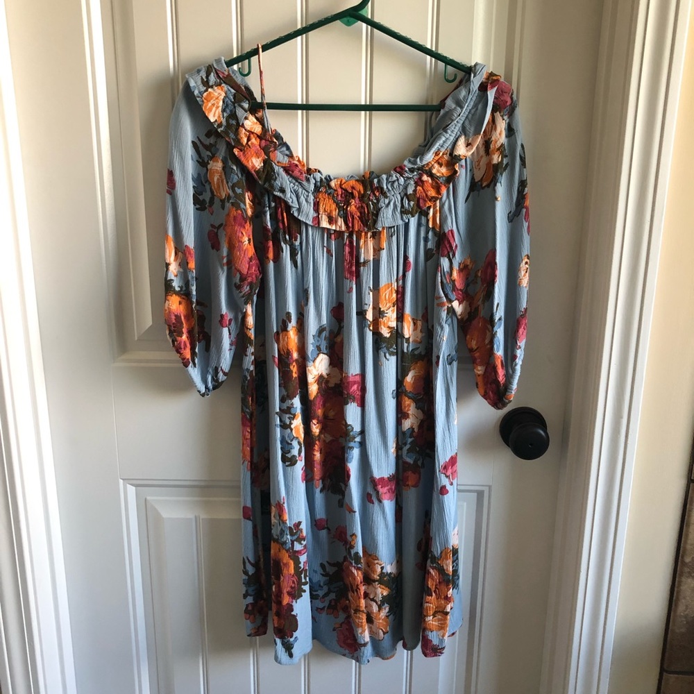 BLU PEPPER FLORAL OFF SHOULDER TUNIC/DRESS LARGE